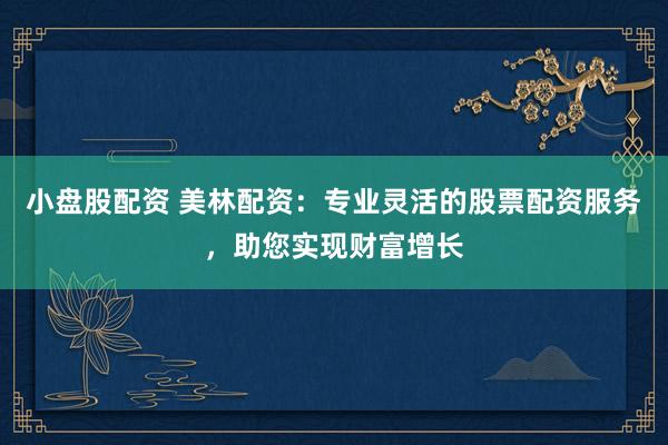 小盘股配资 美林配资：专业灵活的股票配资服务，助您实现财富增长