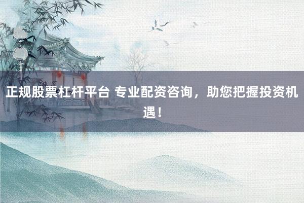 正规股票杠杆平台 专业配资咨询，助您把握投资机遇！