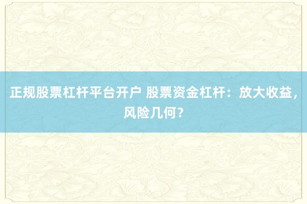 正规股票杠杆平台开户 股票资金杠杆:放大收益,风险几何?