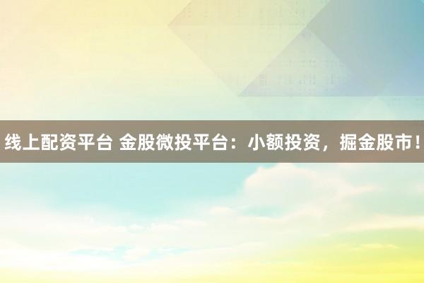 线上配资平台 金股微投平台:小额投资,掘金股市!