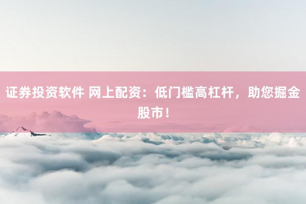 证券投资软件 网上配资:低门槛高杠杆,助您掘金股市!
