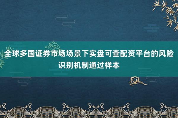 全球多国证券市场场景下实盘可查配资平台的风险识别机制通过样本