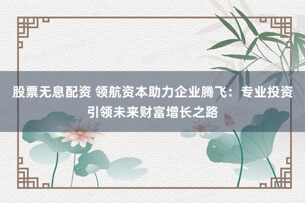 股票无息配资 领航资本助力企业腾飞：专业投资引领未来财富增长之路