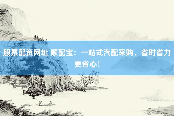 股票配资网址 顺配宝：一站式汽配采购，省时省力更省心！